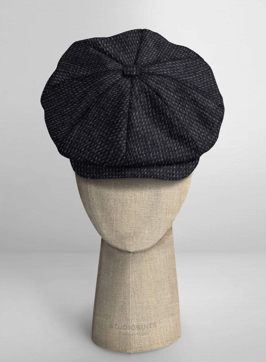 Harris Tweed Rope Dark Blue Newsboy Cap - StudioSuits
