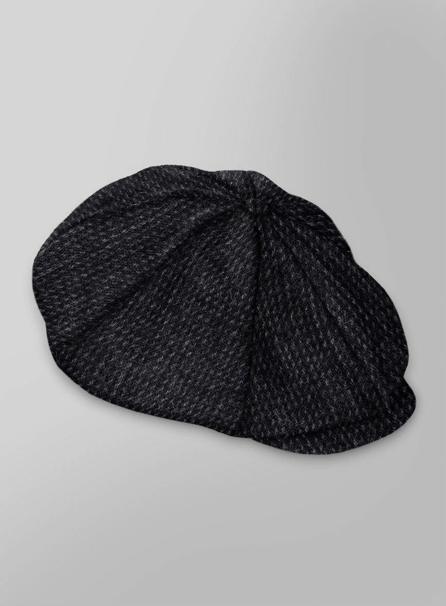Harris Tweed Rope Dark Blue Newsboy Cap - StudioSuits