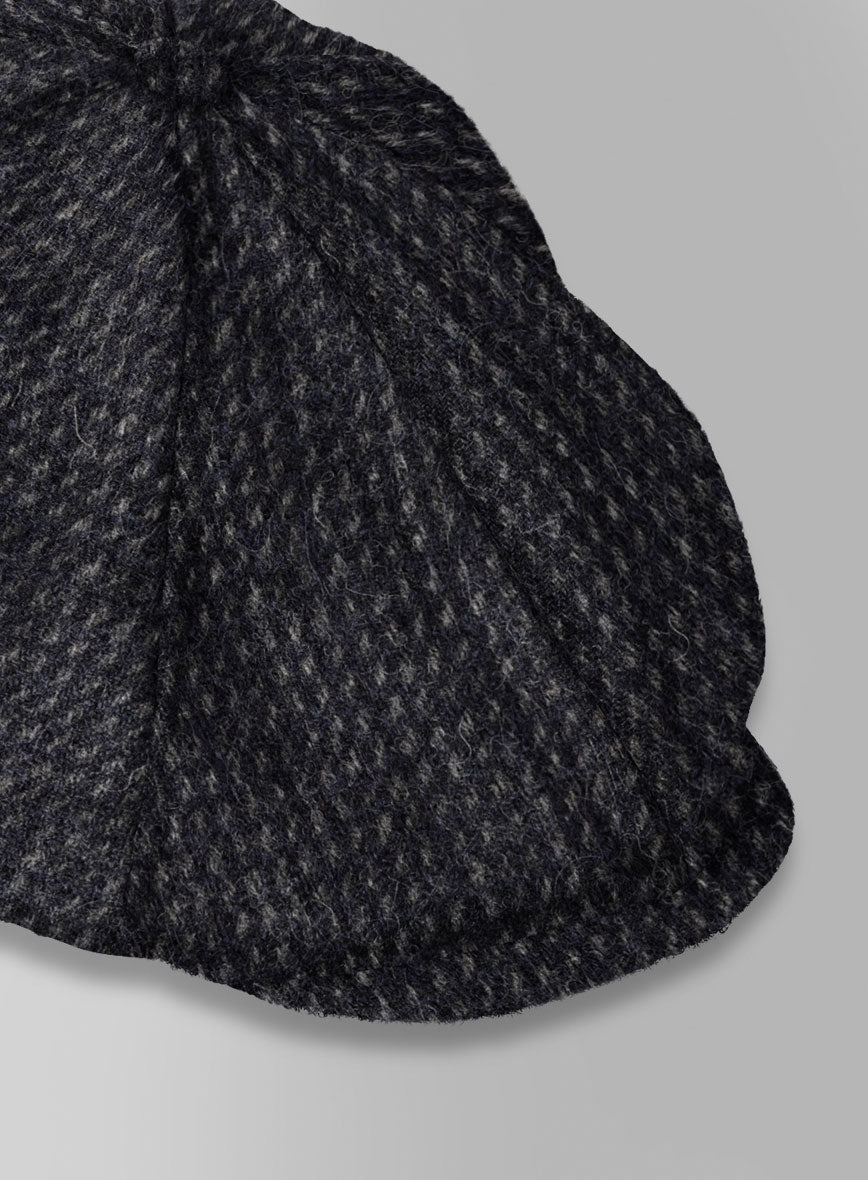 Harris Tweed Rope Dark Blue Newsboy Cap - StudioSuits