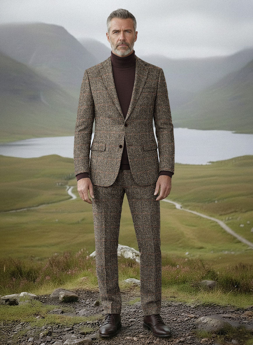 Harris Tweed Rustic Brown Herringbone Suit - StudioSuits