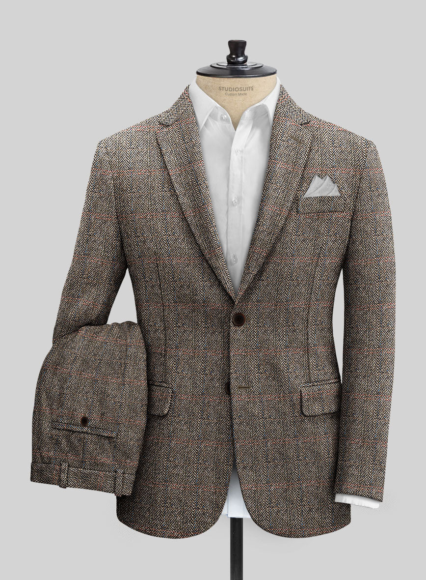 Harris Tweed Rustic Brown Herringbone Suit - StudioSuits