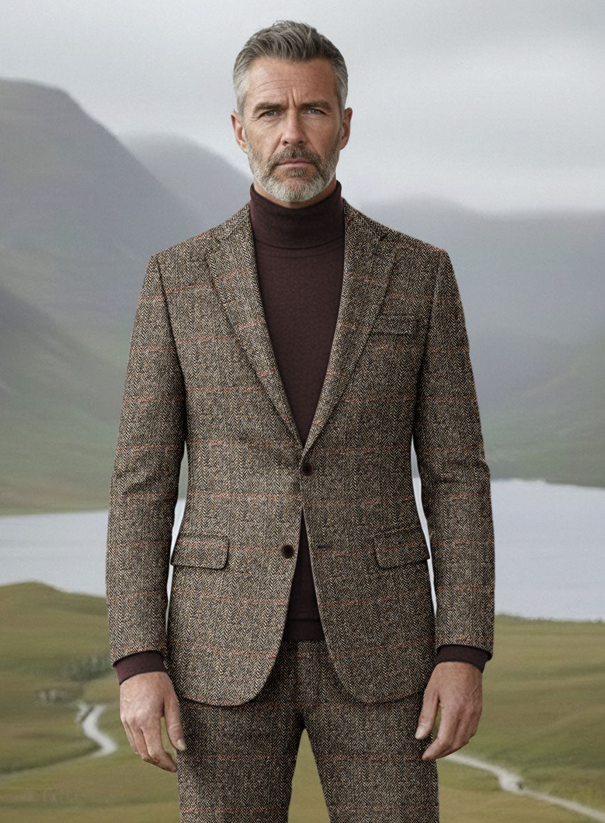 Harris Tweed Rustic Brown Herringbone Suit - StudioSuits