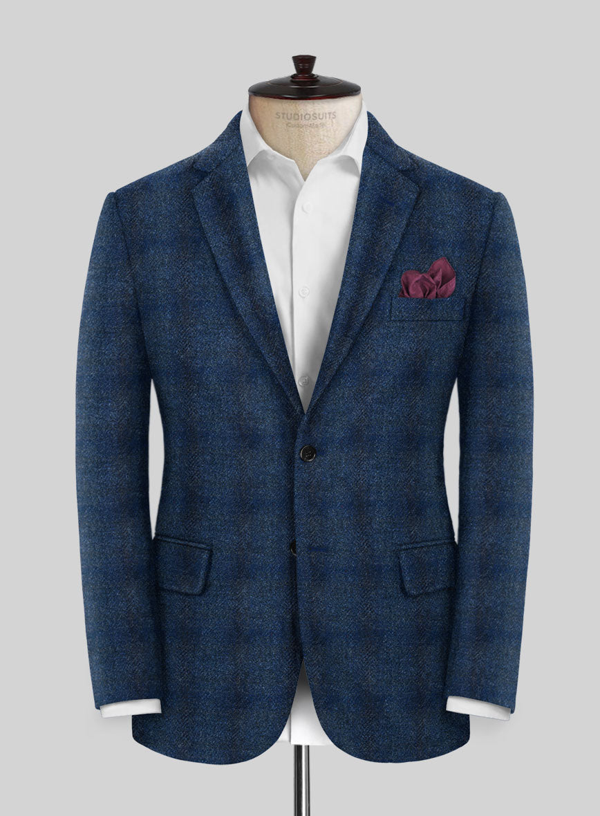 Blue harris tweed suit sale