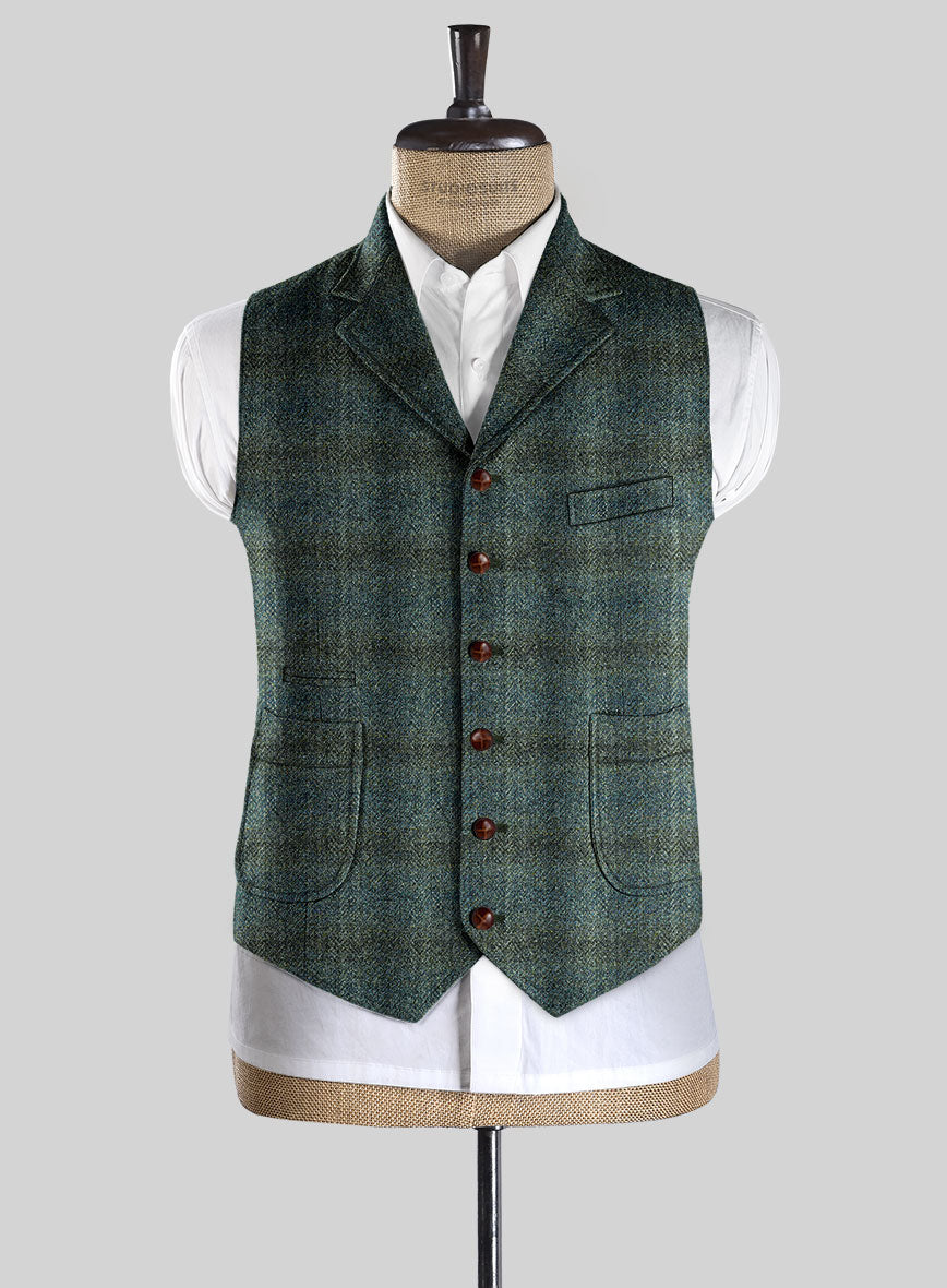 Harris Tweed Scot Green Hunting Vest - StudioSuits