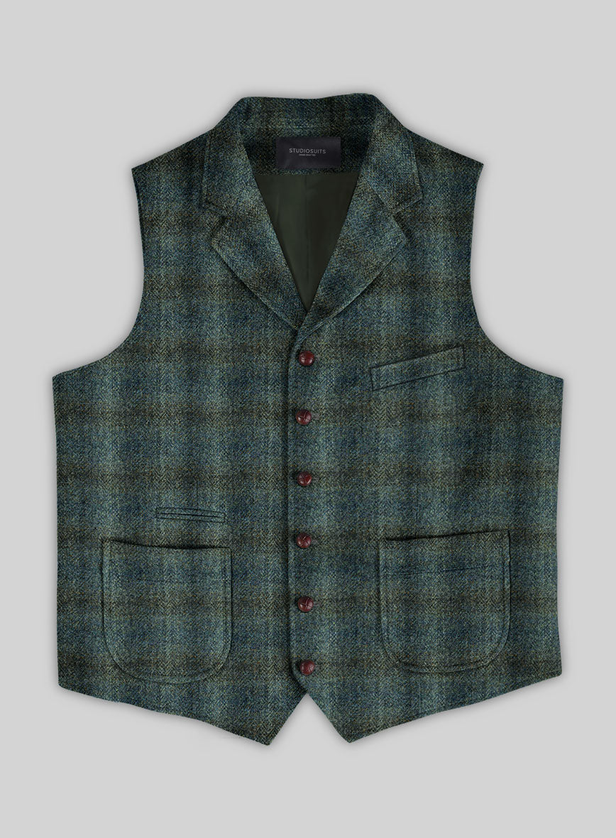 Harris Tweed Scot Green Hunting Vest - StudioSuits