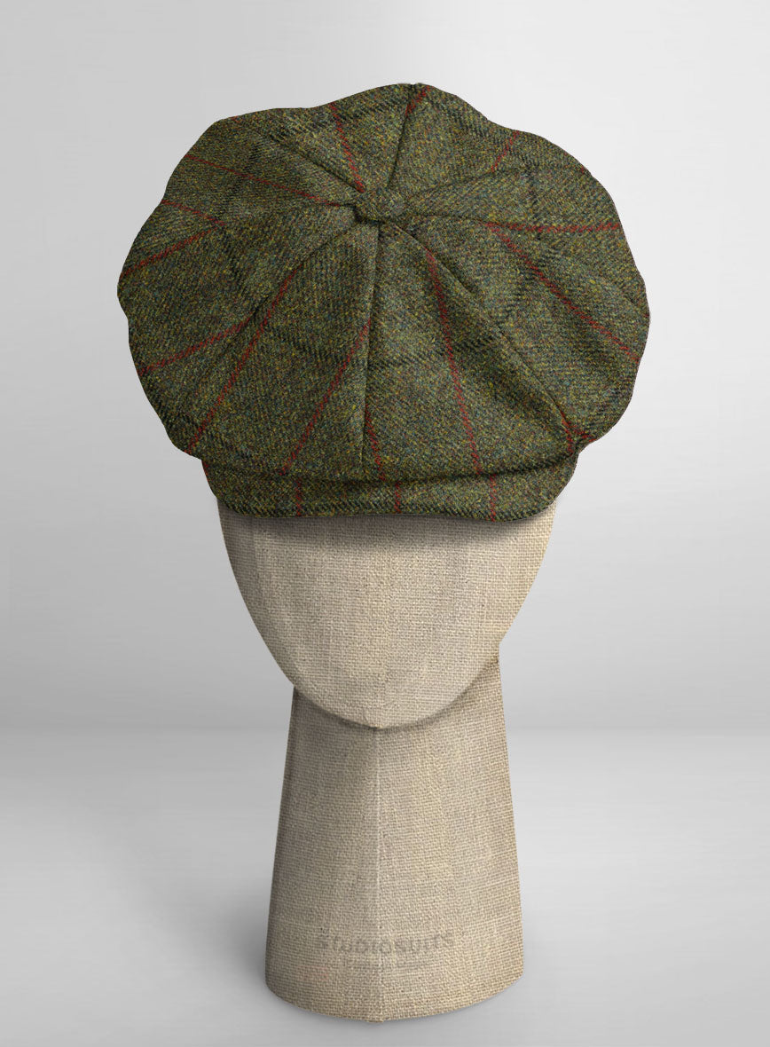 Harris Tweed Seaforth Green Newsboy Cap - StudioSuits
