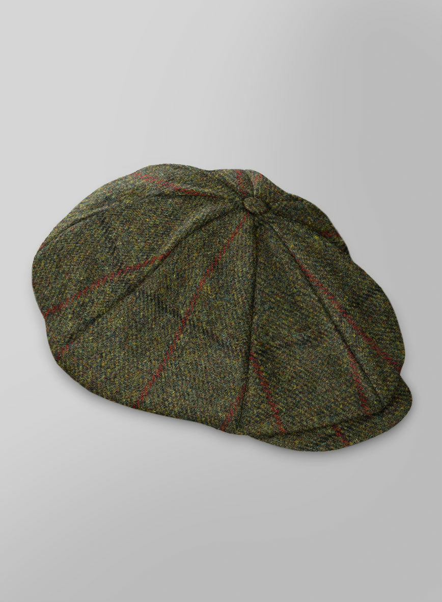 Harris Tweed Seaforth Green Newsboy Cap - StudioSuits