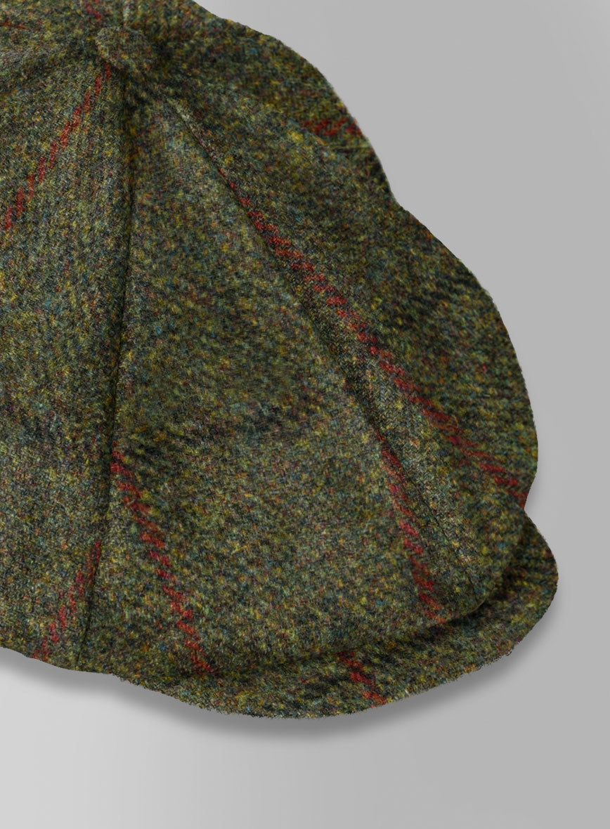 Harris Tweed Seaforth Green Newsboy Cap - StudioSuits