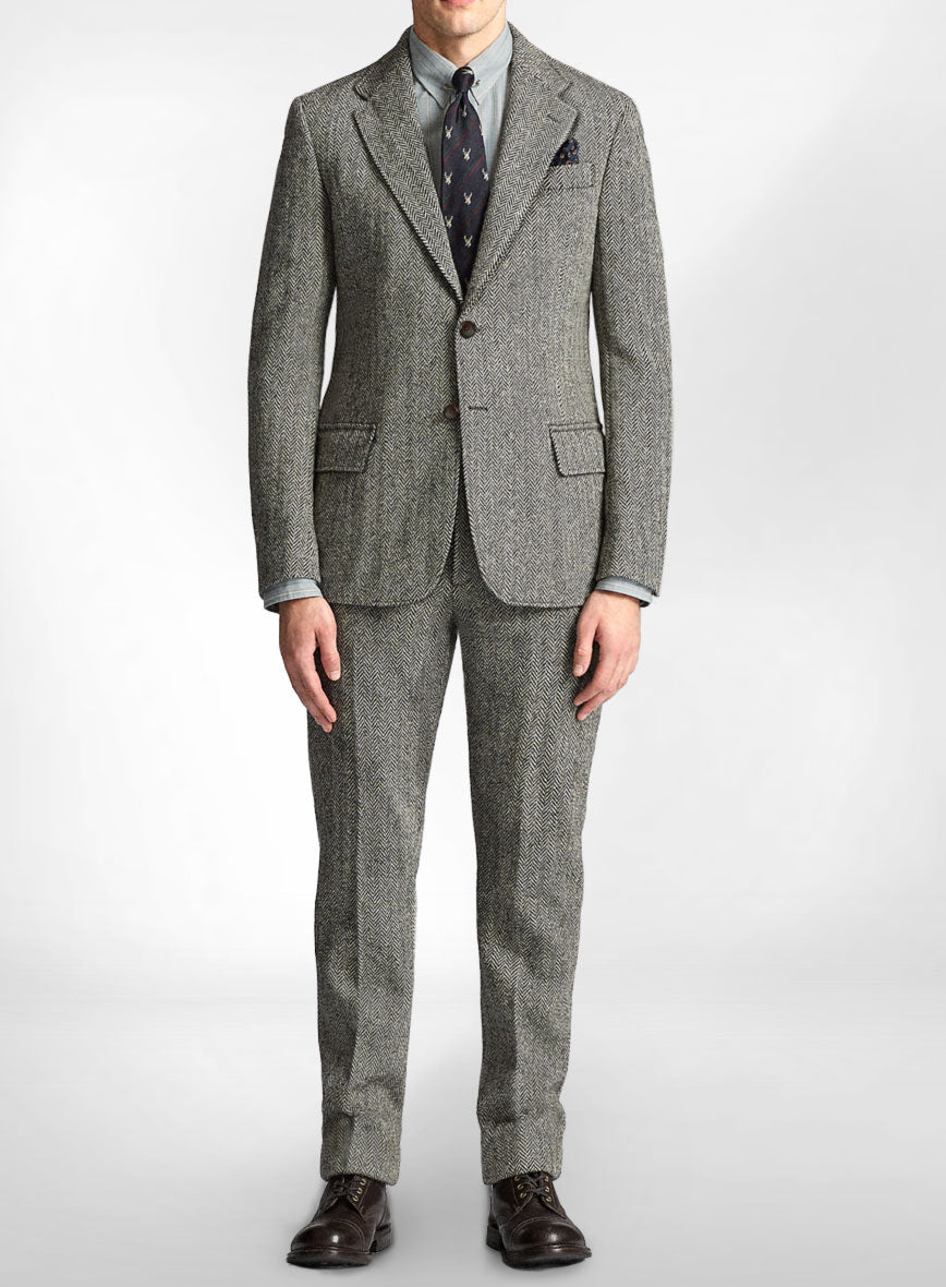 Herringbone Harris Tweed Pea Coat — TWEED ADDICT