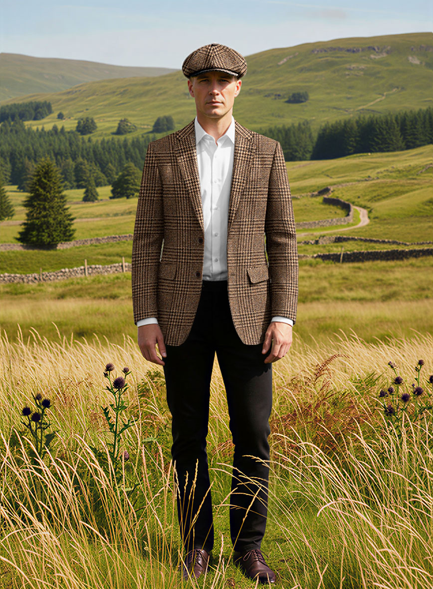 ジャケット・アウター LOUNGE LIZARD Thinsulate tweed half coat Harris Tweed Tan Glen Jacket – StudioSuits