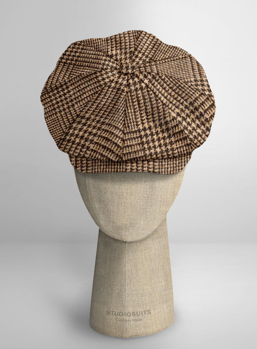 Harris Tweed Tan Glen Newsboy Cap - StudioSuits
