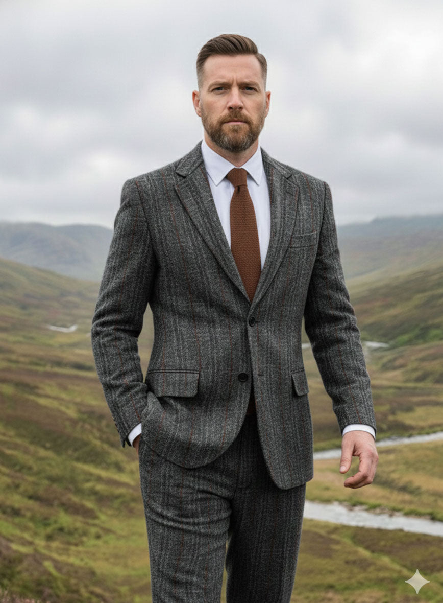 Harris Tweed Welsh Gray Jacket - StudioSuits