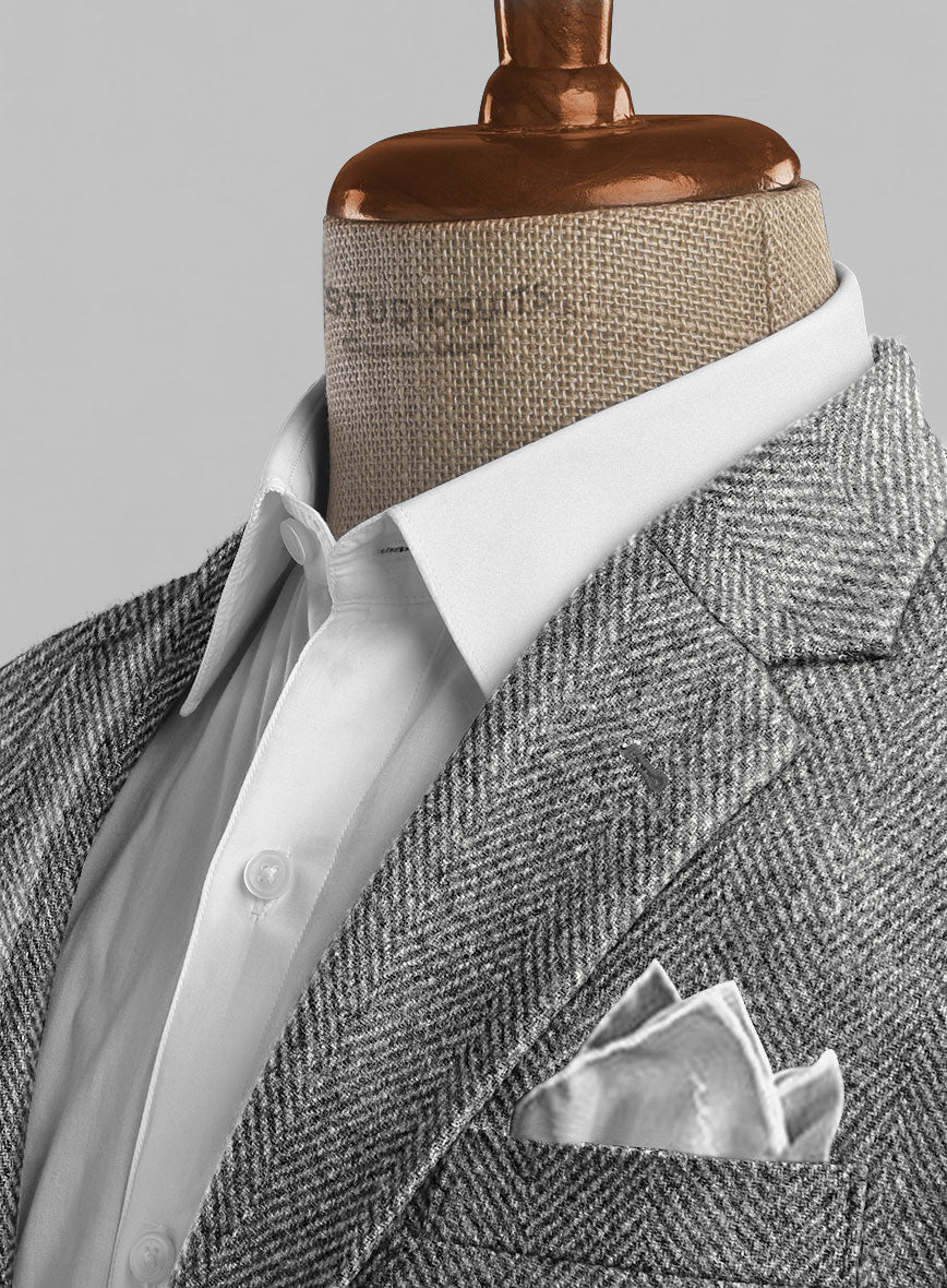 Harris Tweed Wide Herringbone Gray Jacket - StudioSuits