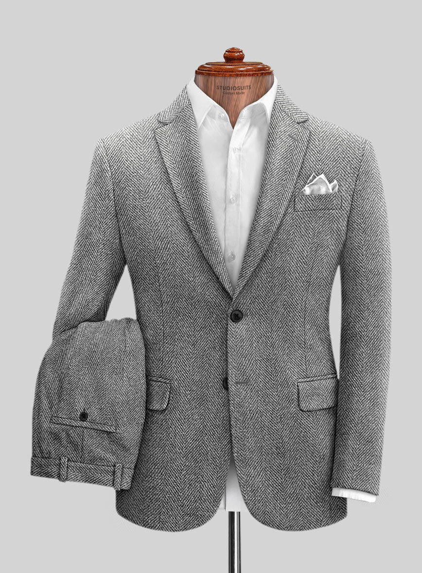 Harris Tweed Wide Herringbone Gray Suit - StudioSuits