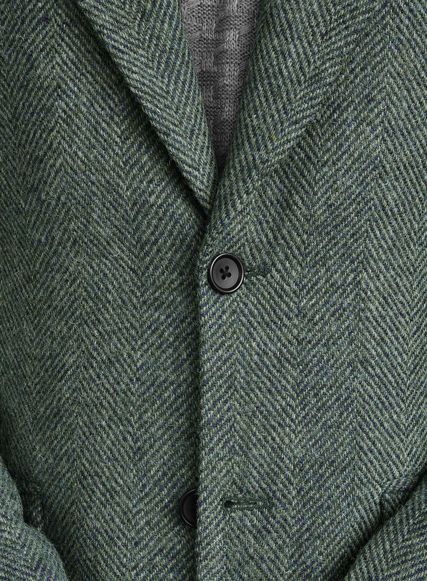 Harris Tweed Wide Herringbone Green Jacket - StudioSuits