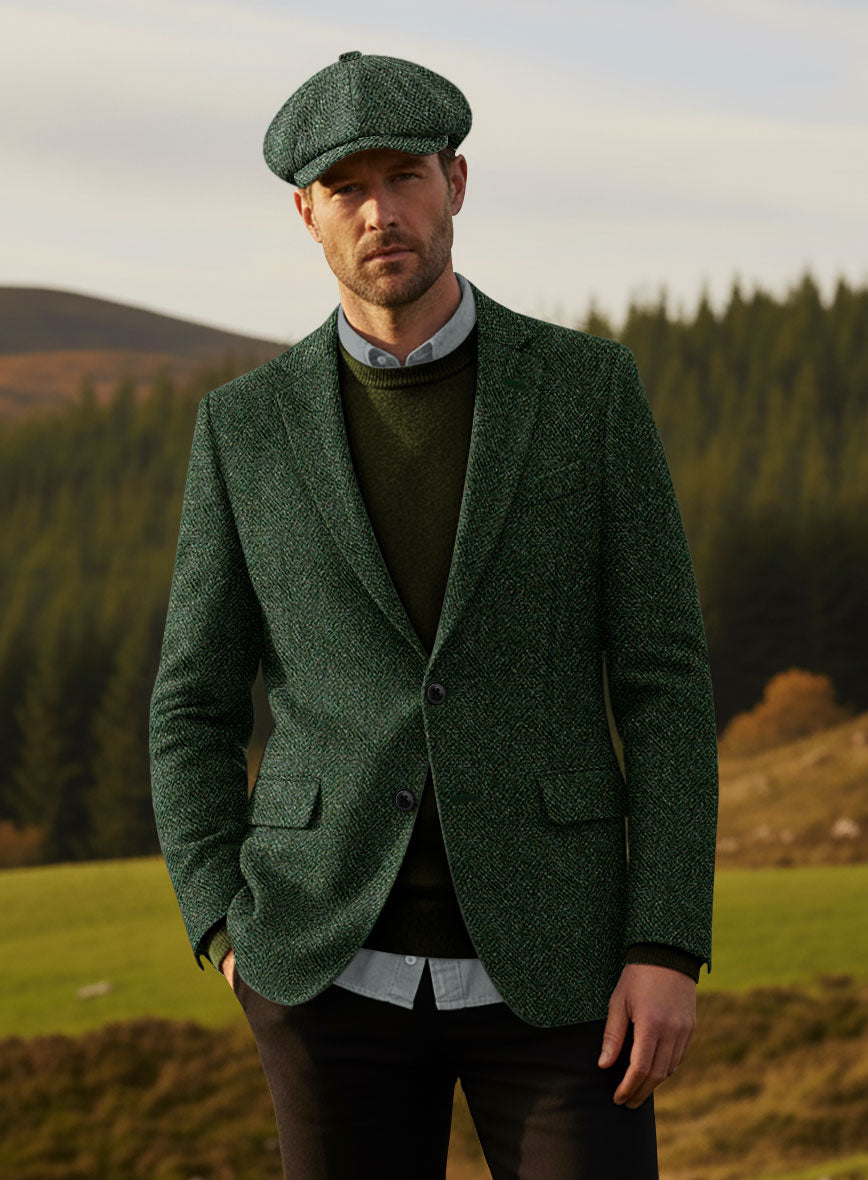 Harris Tweed Wide Herringbone Royal Green Suit - StudioSuits