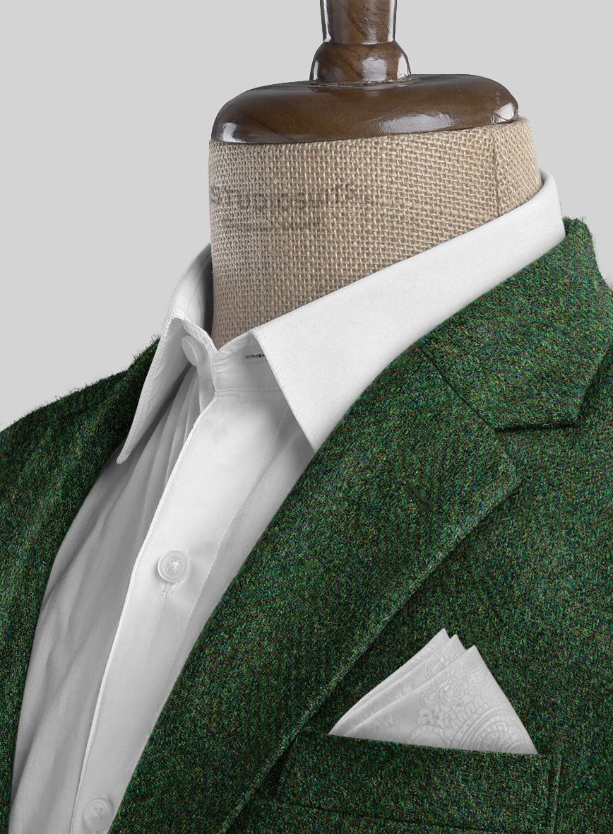 Harris Tweed Wide Herringbone Royal Green Jacket - StudioSuits