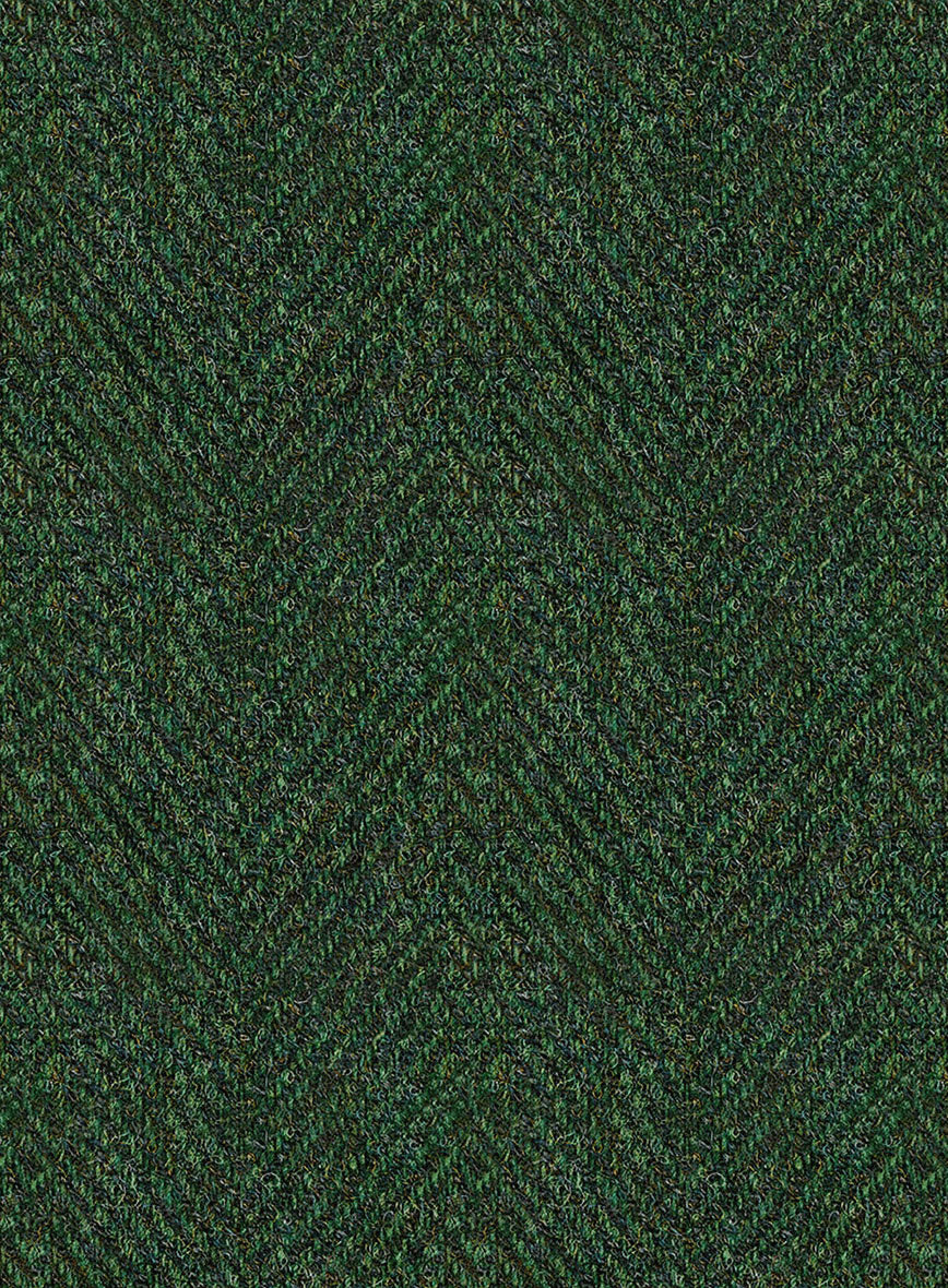 Harris Tweed Wide Herringbone Royal Green Jacket - StudioSuits