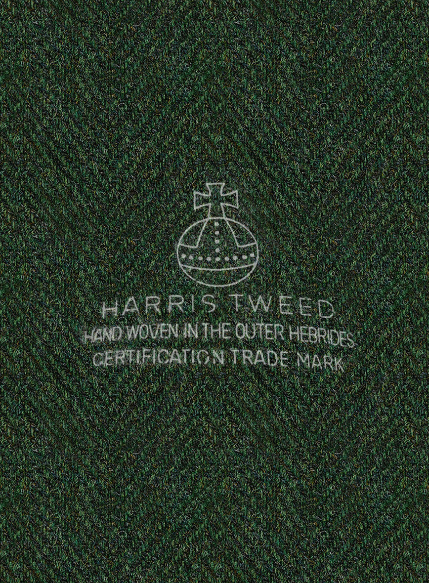 Harris Tweed Wide Herringbone Royal Green Jacket - StudioSuits