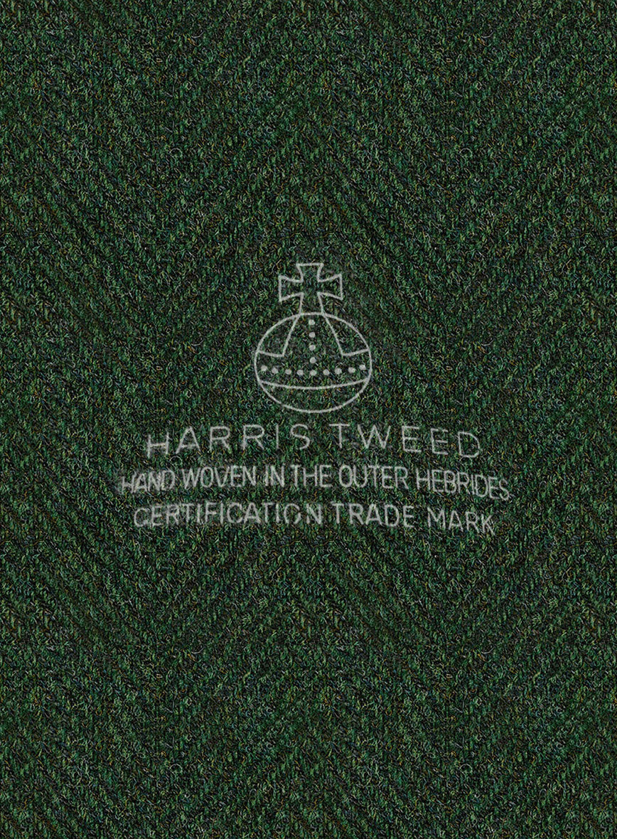 Harris Tweed Wide Herringbone Royal Green Newsboy Cap - StudioSuits