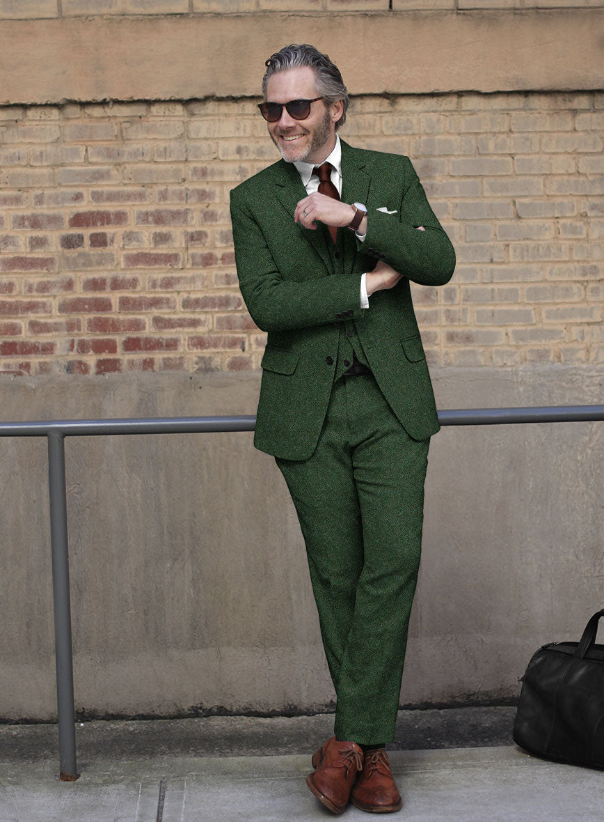 Harris Tweed Wide Herringbone Royal Green Suit - StudioSuits