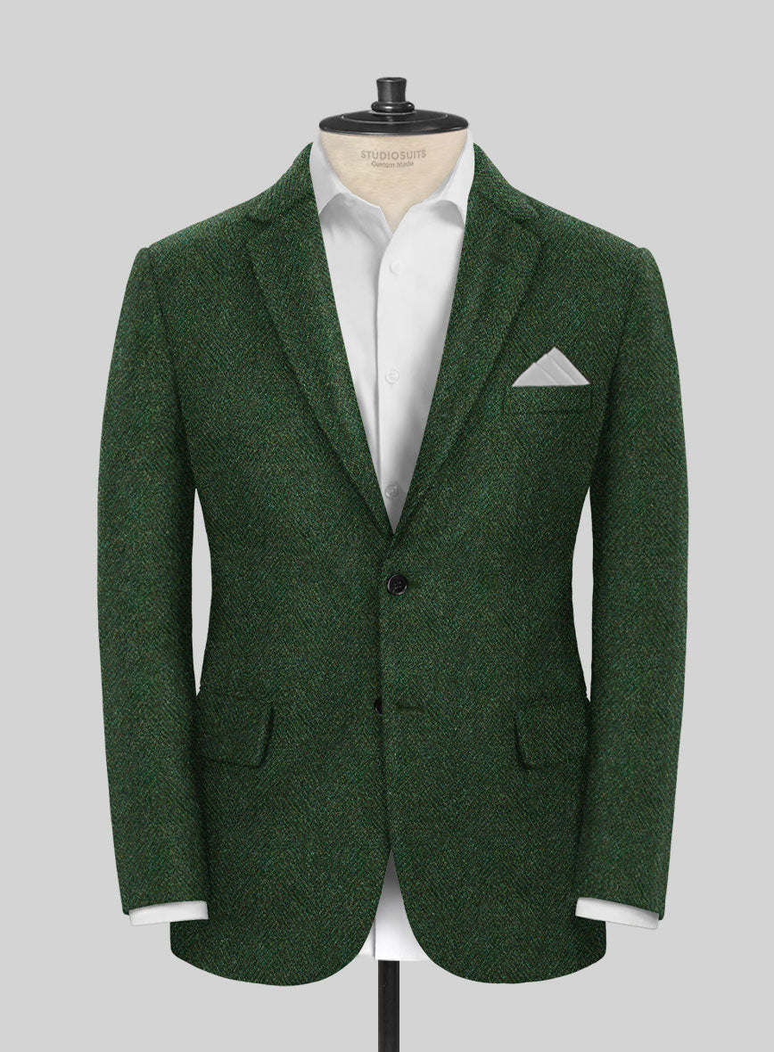 Harris Tweed Wide Herringbone Royal Green Suit - StudioSuits