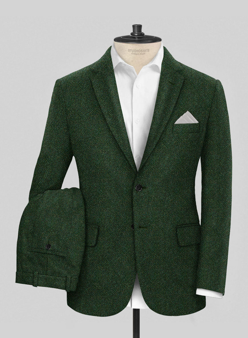 Harris Tweed Wide Herringbone Royal Green Suit - StudioSuits