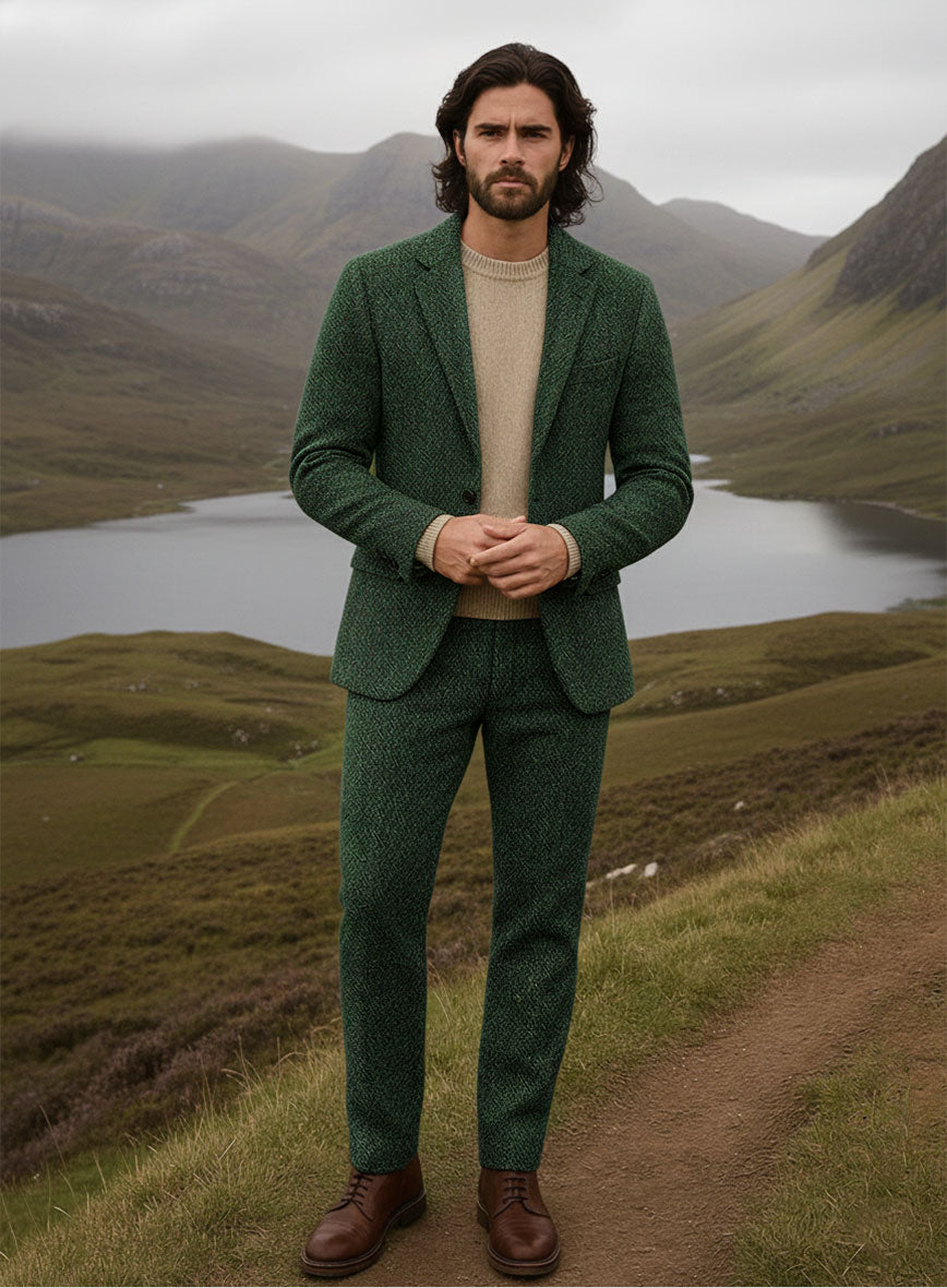 Harris Tweed Wide Herringbone Royal Green Suit - StudioSuits