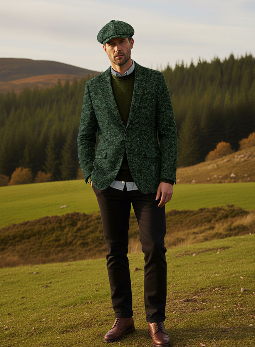 Harris Tweed Wide Herringbone Royal Green Suit - StudioSuits