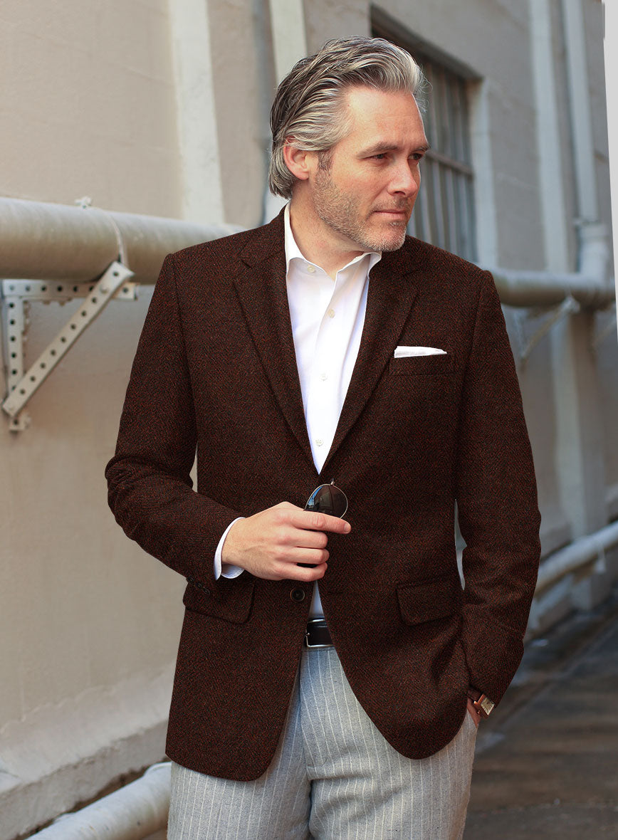 Harris Tweed Wide Herringbone Rust Jacket - StudioSuits