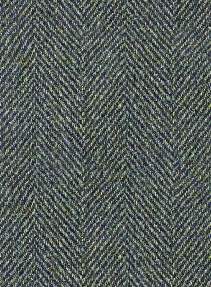 Harris Tweed Wide Herringbone Green Jacket - StudioSuits