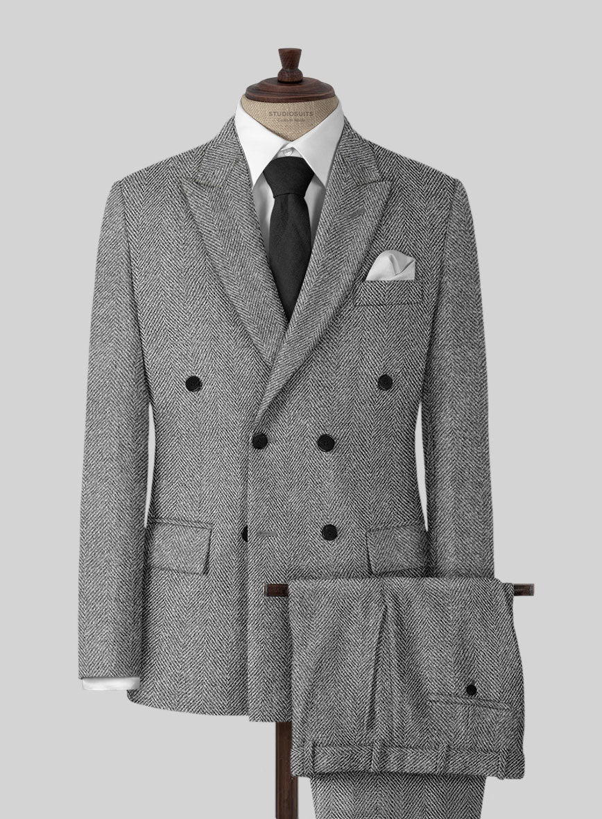 Harris Tweed Wide Herringbone Gray Suit - StudioSuits