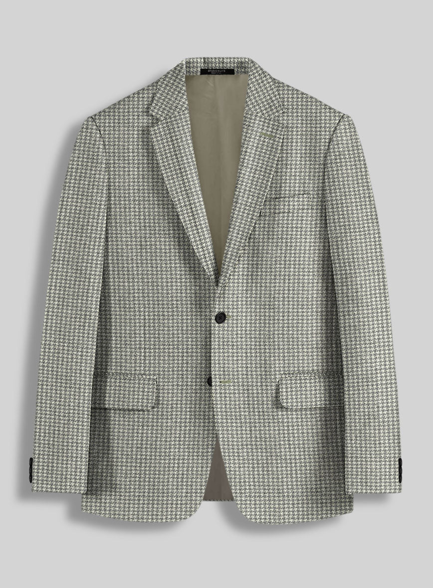 Houndstooth Light Gray Tweed Jacket - StudioSuits