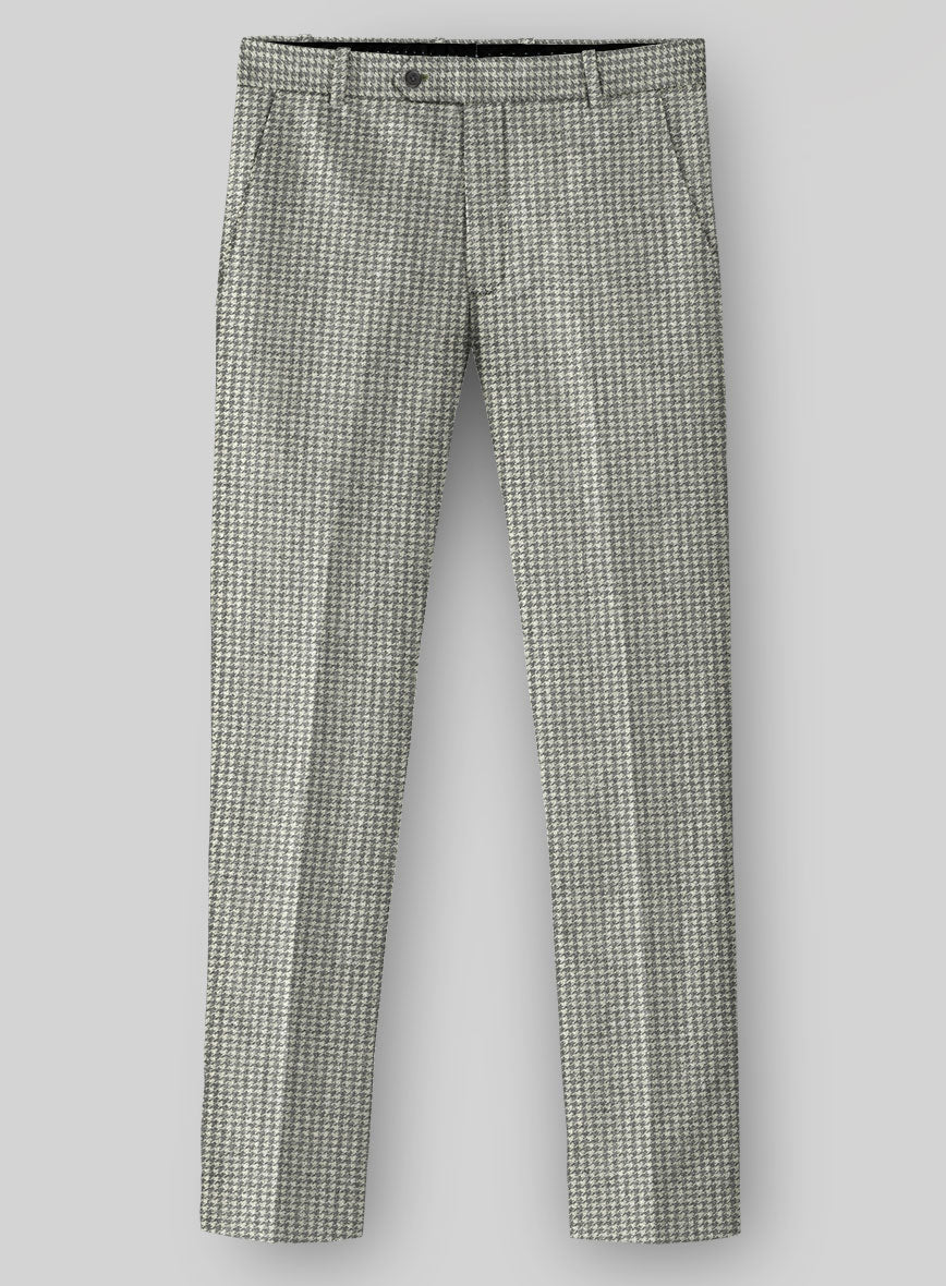 Houndstooth Light Gray Tweed Pants - StudioSuits