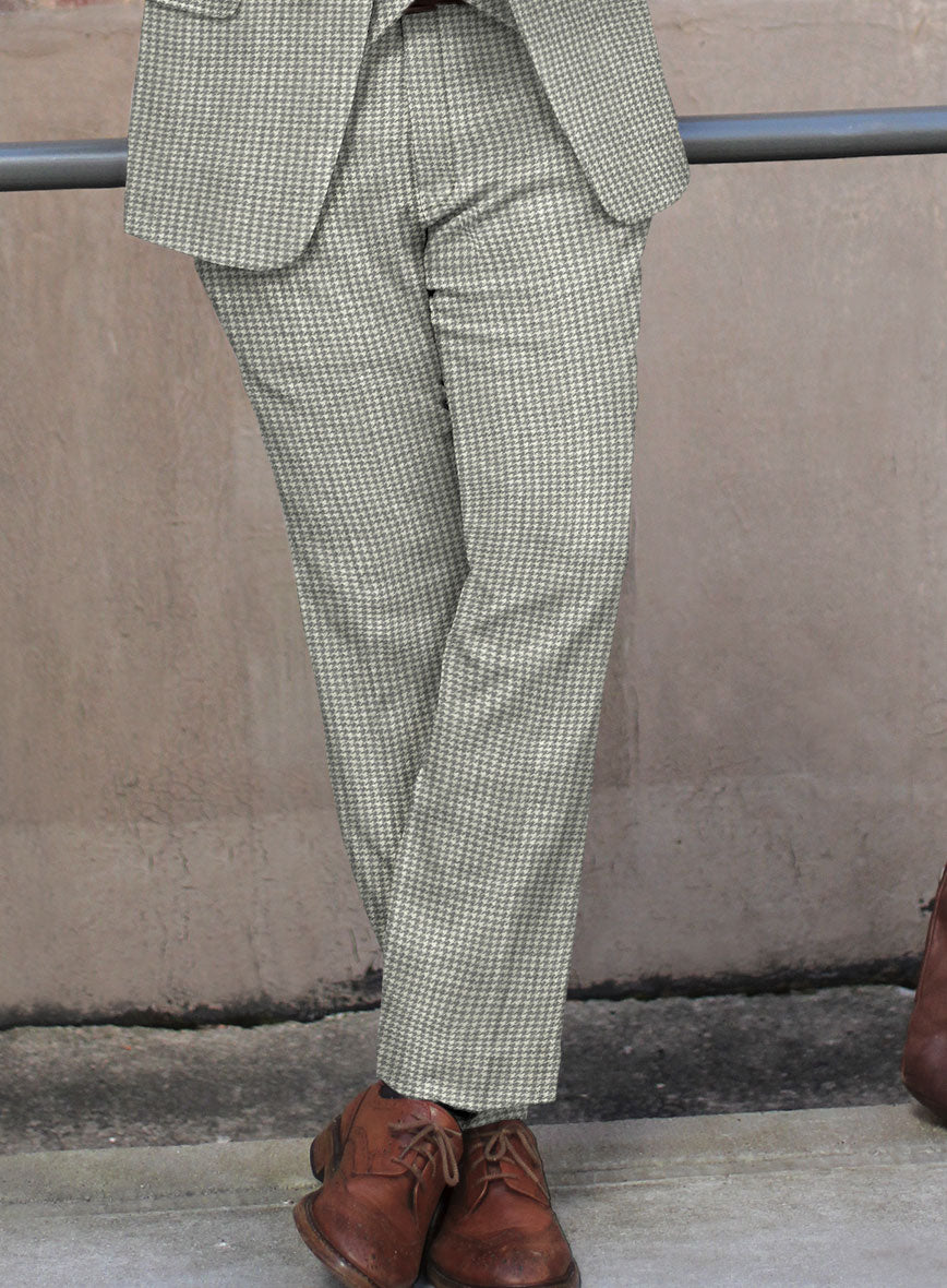 Houndstooth Light Gray Tweed Pants - StudioSuits