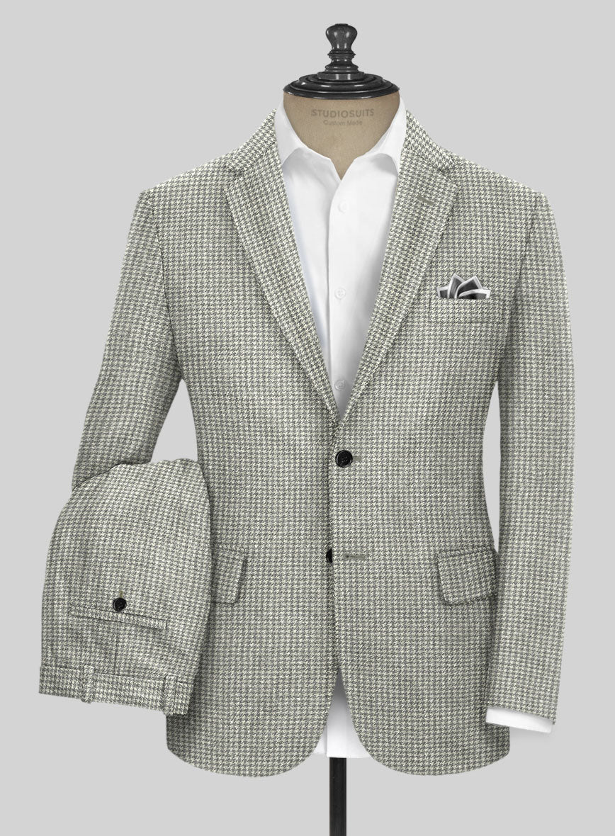 Houndstooth Light Gray Tweed Suit - StudioSuits