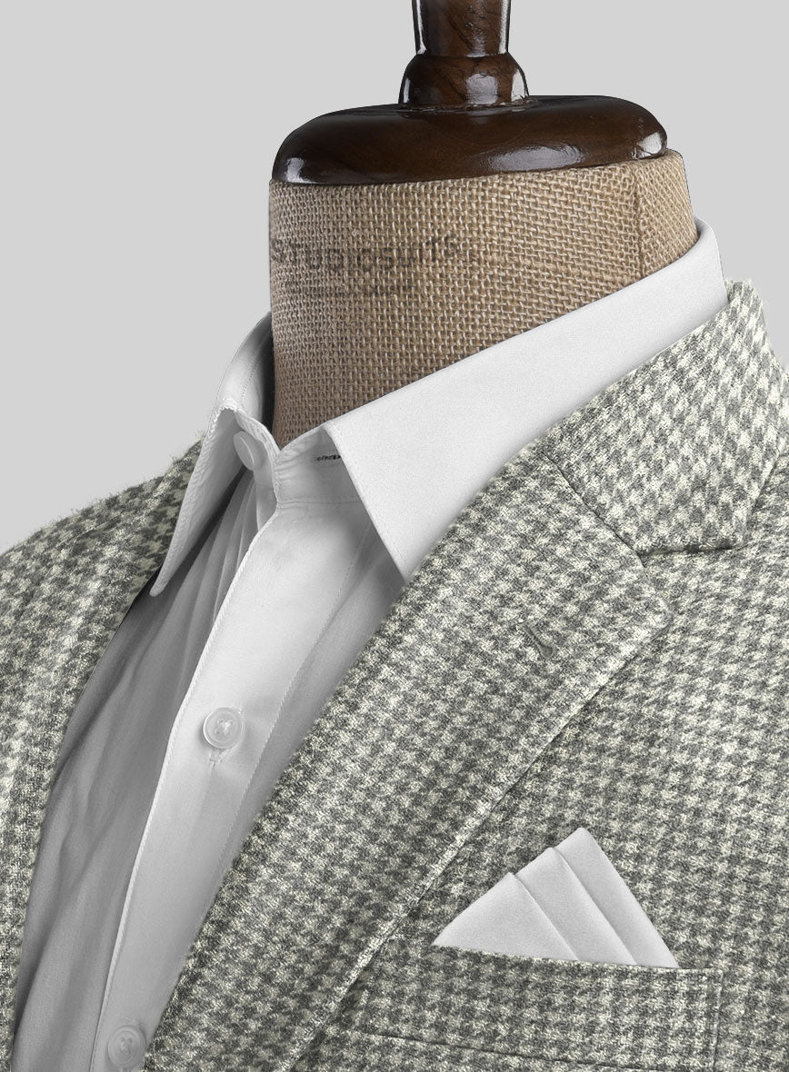 Houndstooth Light Gray Tweed Suit - StudioSuits