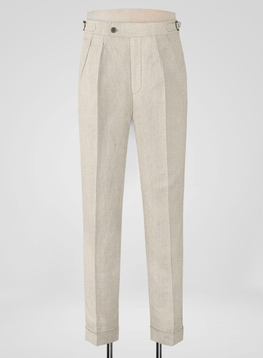 Heavy Linen Beige Highland Trousers