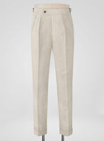 Heavy Linen Beige Highland Trousers - StudioSuits