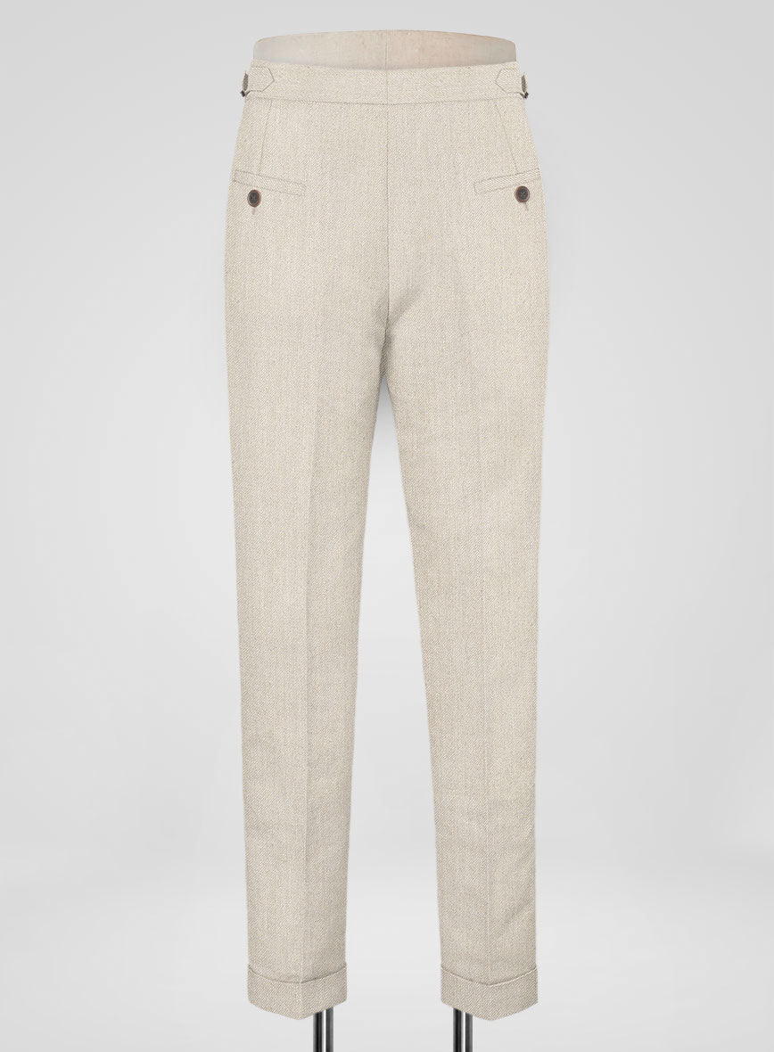 Heavy Linen Beige Highland Trousers