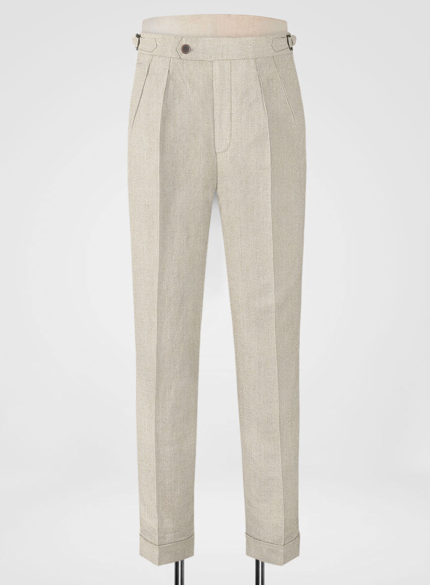Heavy Linen Beige Highland Trousers - StudioSuits