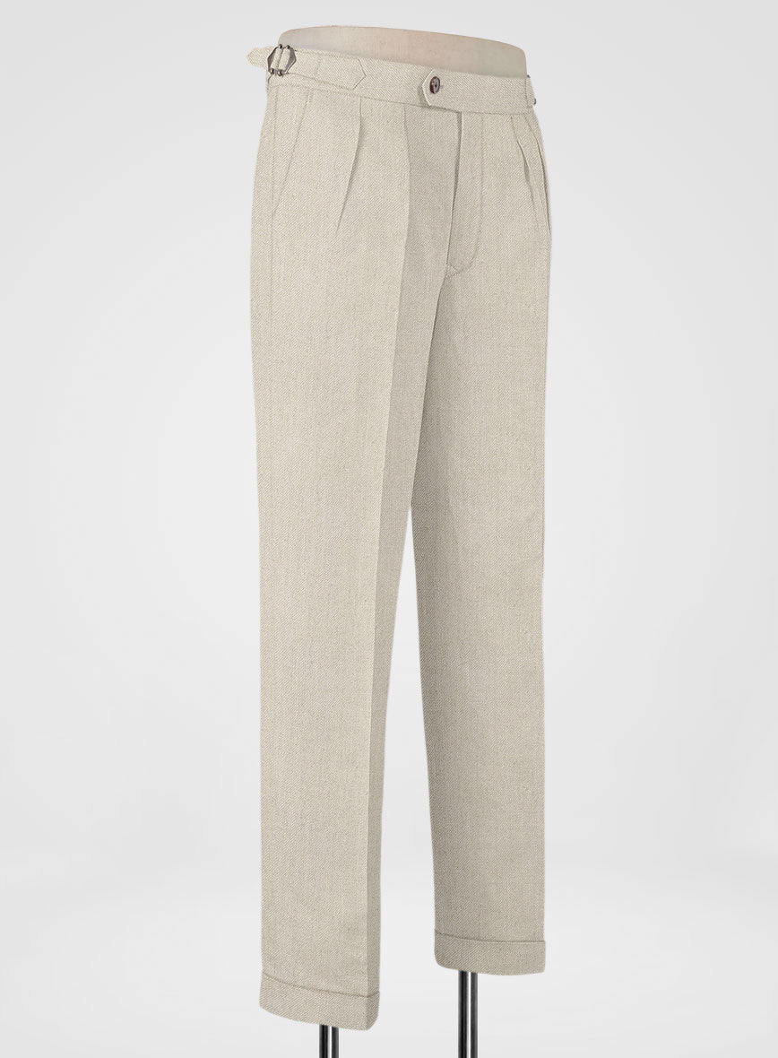 Heavy Linen Beige Highland Trousers - StudioSuits