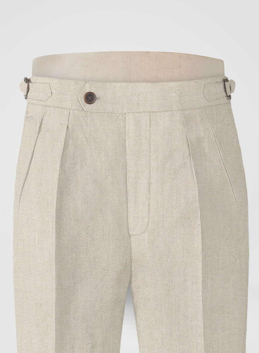 Heavy Linen Beige Highland Trousers - StudioSuits
