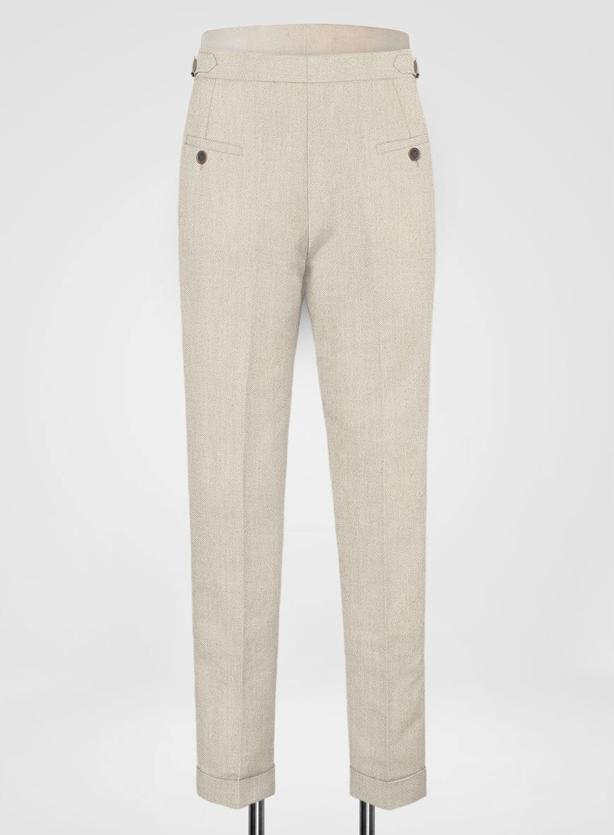 Heavy Linen Beige Highland Trousers - StudioSuits