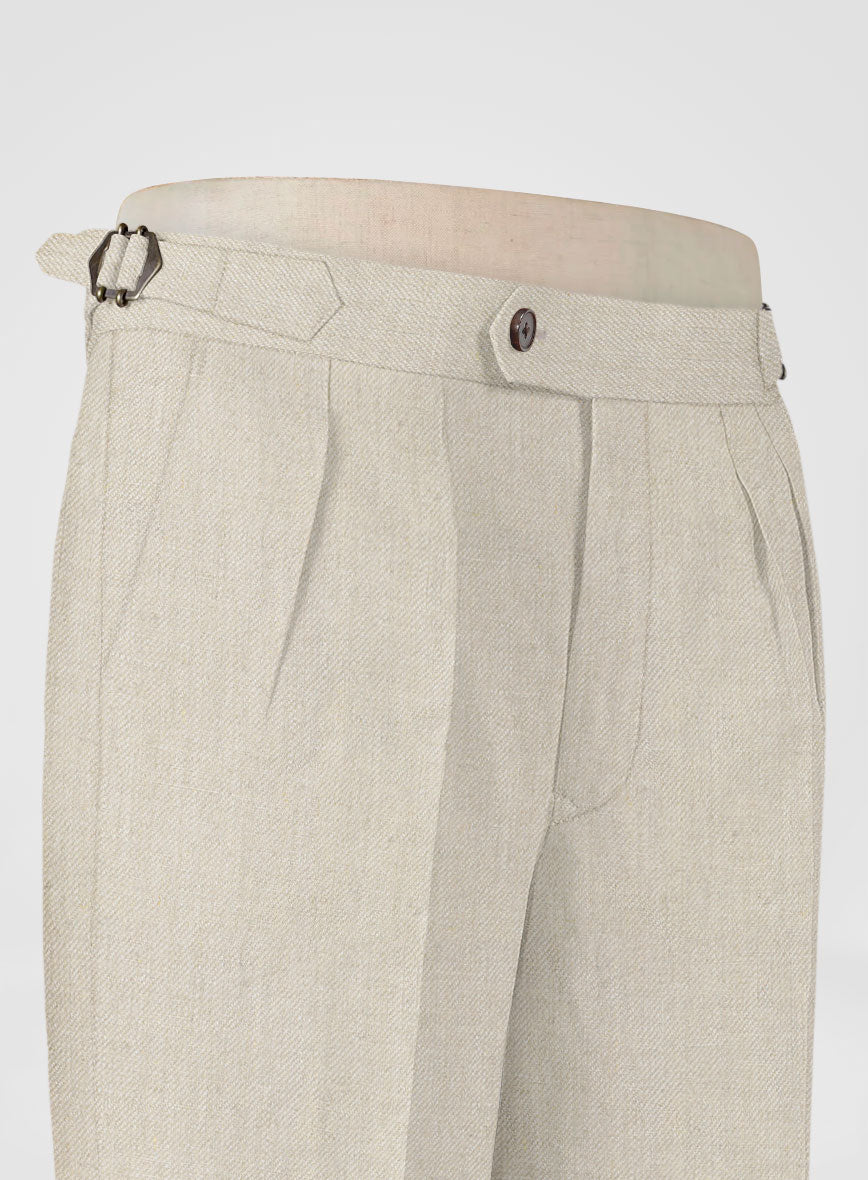 Heavy Linen Beige Highland Trousers - StudioSuits