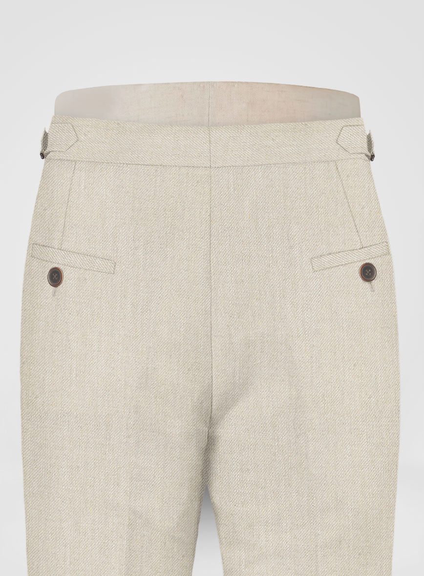 Heavy Linen Beige Highland Trousers - StudioSuits
