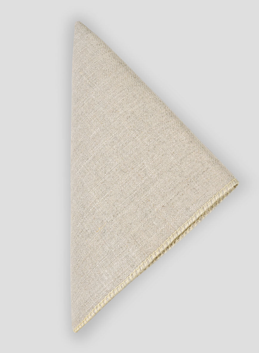 Linen Pocket Square - Heavy Linen Beige - StudioSuits