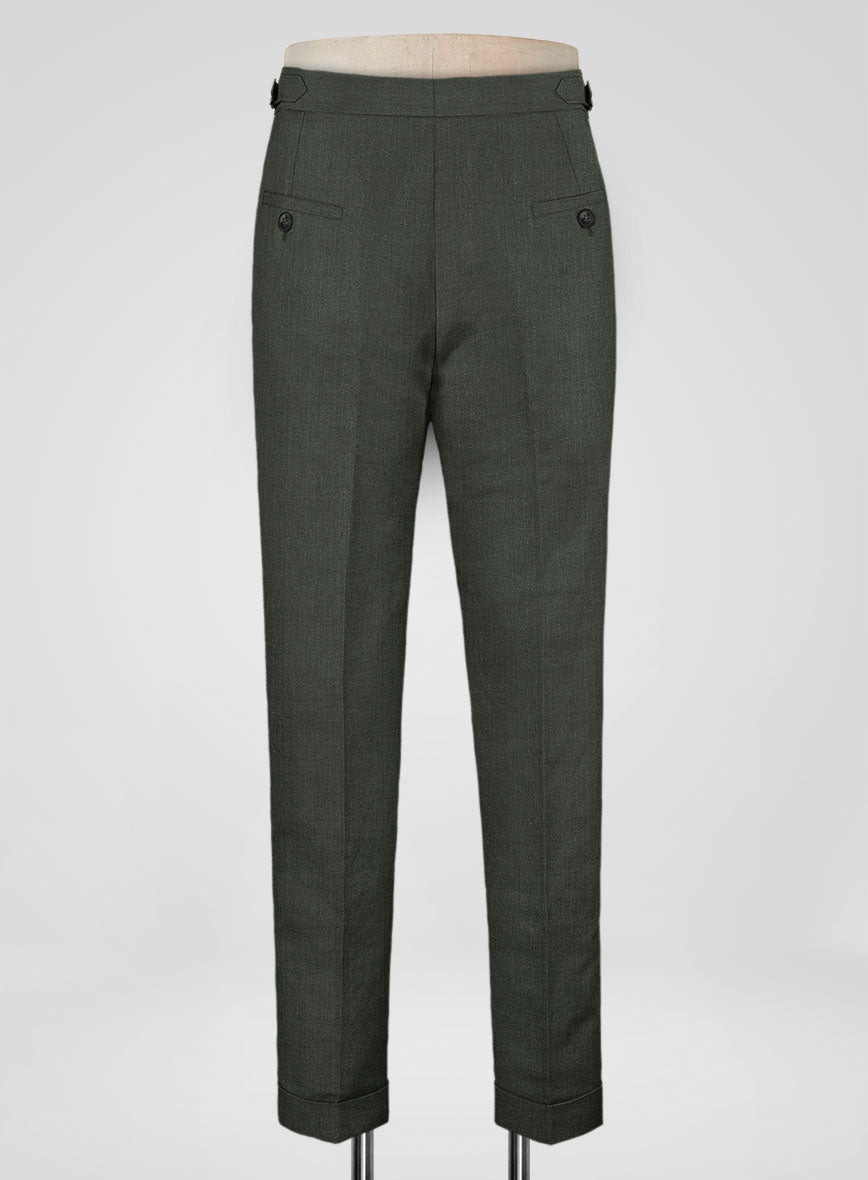 Heavy Linen Green Highland Trousers - StudioSuits