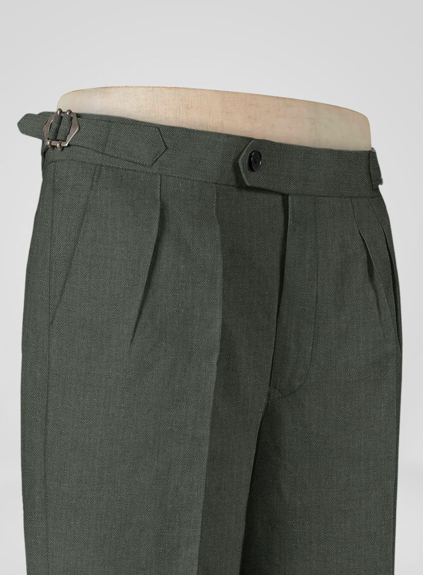 Heavy Linen Green Highland Trousers - StudioSuits