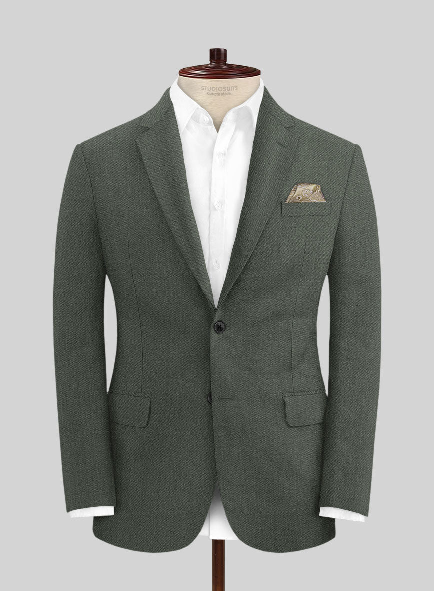 Heavy Linen Green Jacket - StudioSuits